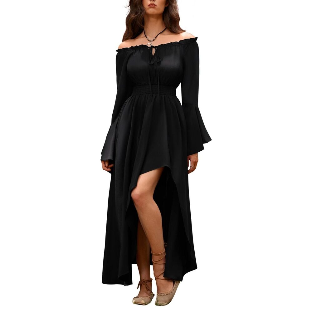5179 Renaissance Dress Off The Shoulder Bell Sleeve Flowy Gothic Dresses
